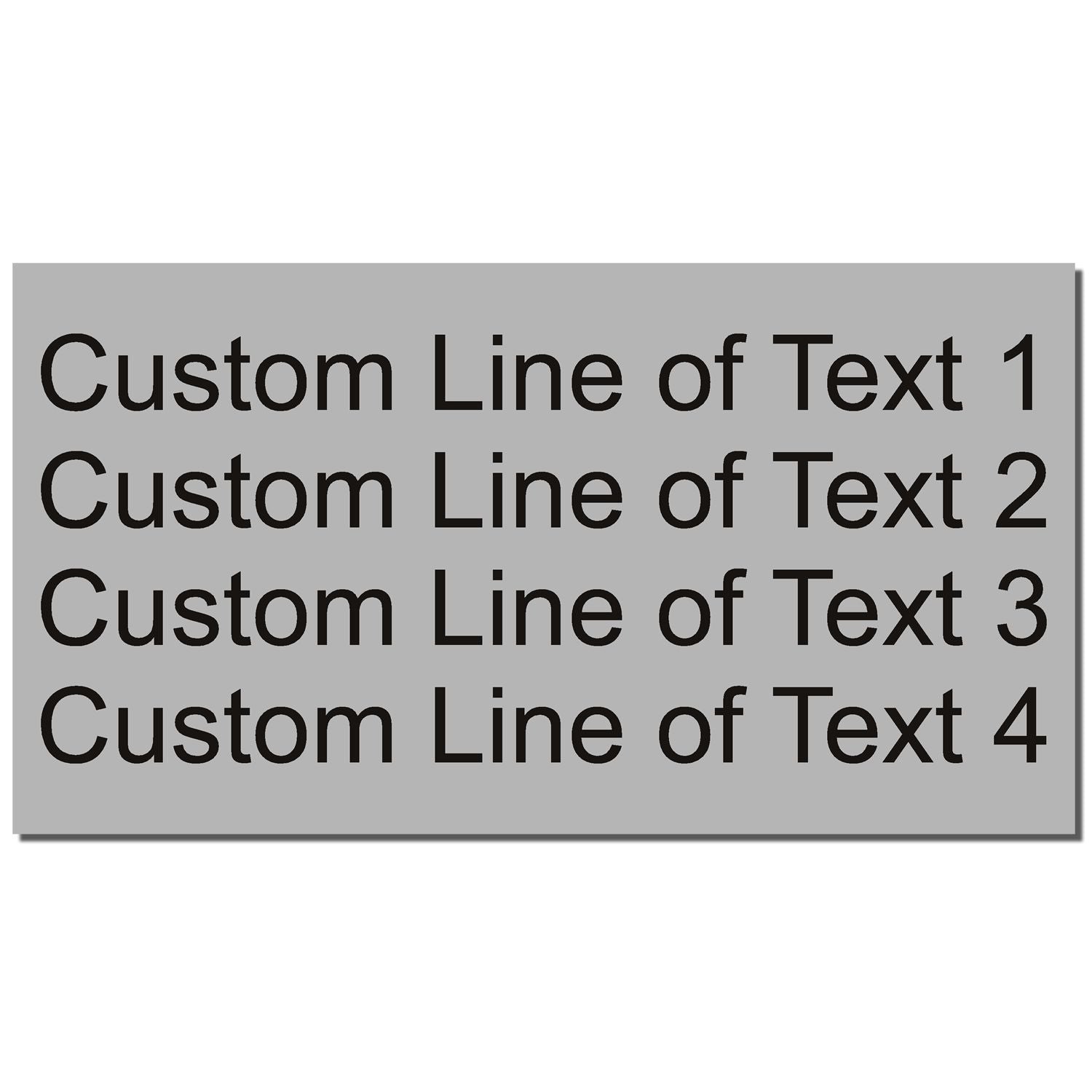 Image of a 4 Line Custom Rubber Stamp with Wood Handle showing an imprint sample with four lines of customizable text.