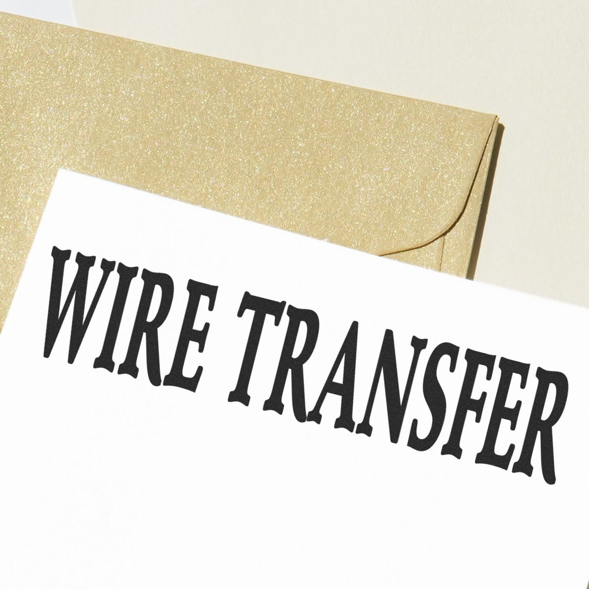 Large Pre-Inked Wire Transfer Stamp Lifestyle Photo