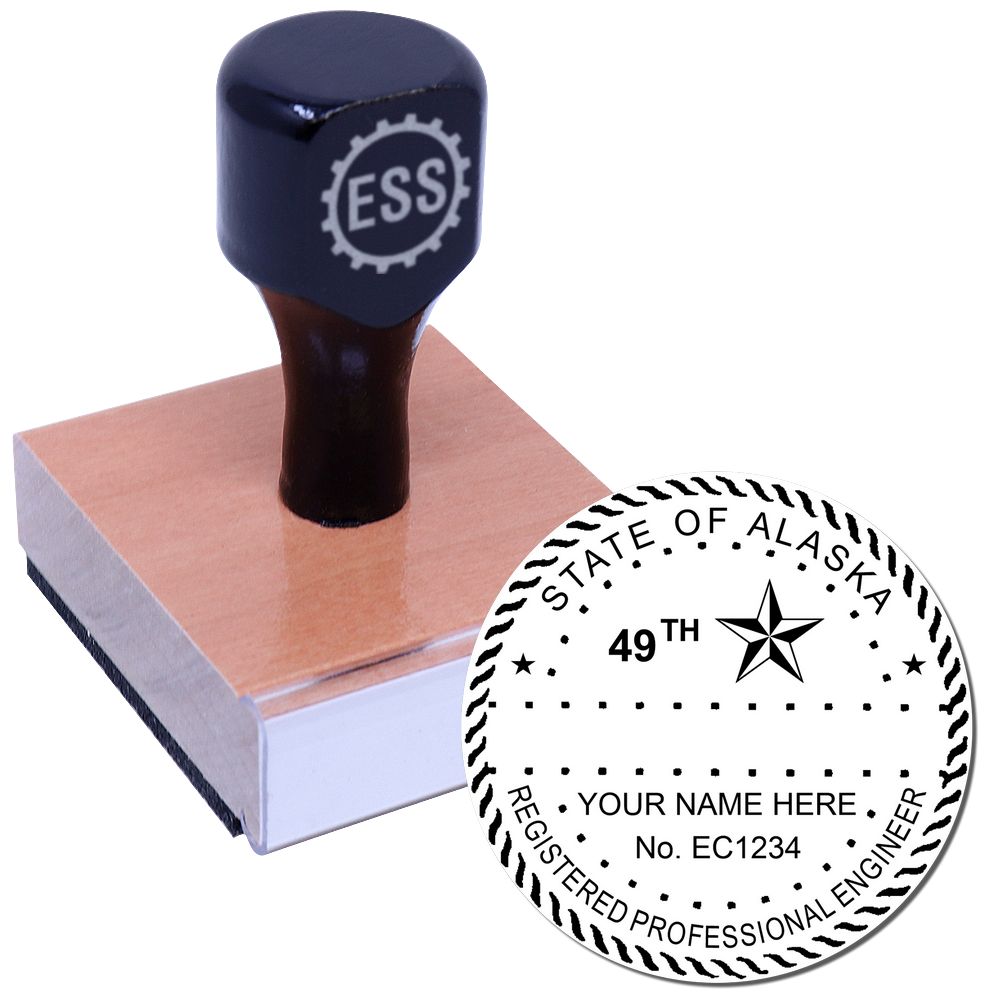 The main image for the Alaska Professional Engineer Seal Stamp depicting a sample of the imprint and electronic files