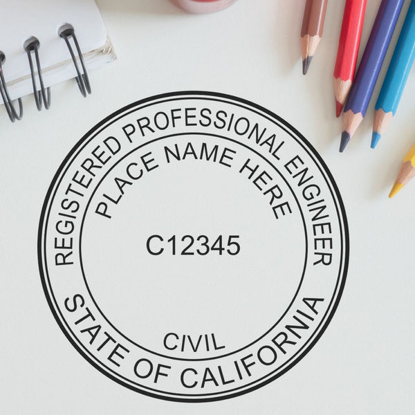 Slim Pre Inked California Professional Engineer Seal Stamp PE Stamps