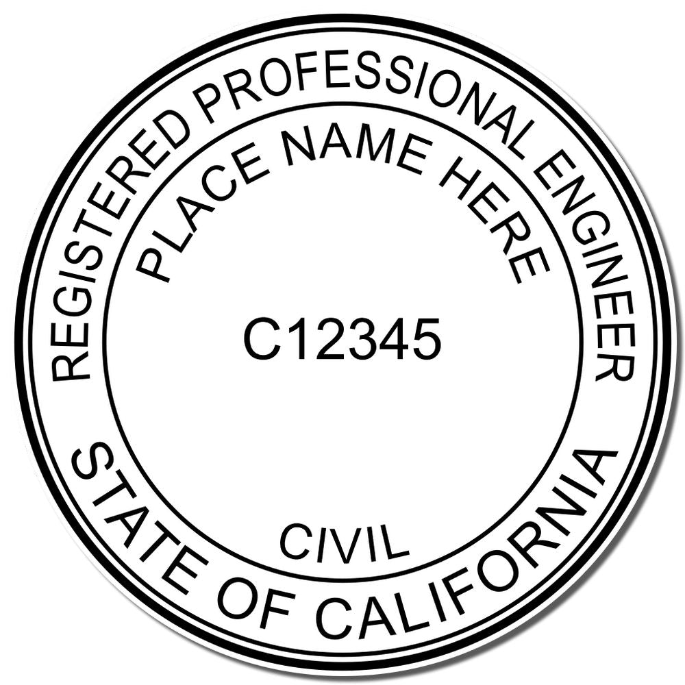 An alternative view of the Digital California PE Stamp and Electronic Seal for California Engineer stamped on a sheet of paper showing the image in use
