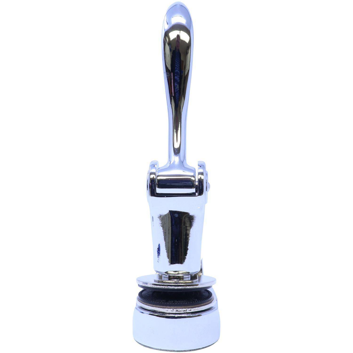 A sleek, shiny Architect Chrome Gift Seal Embosser with a polished handle and base, designed for creating embossed imprints on paper. The embosser is shown in a front view against a white background.