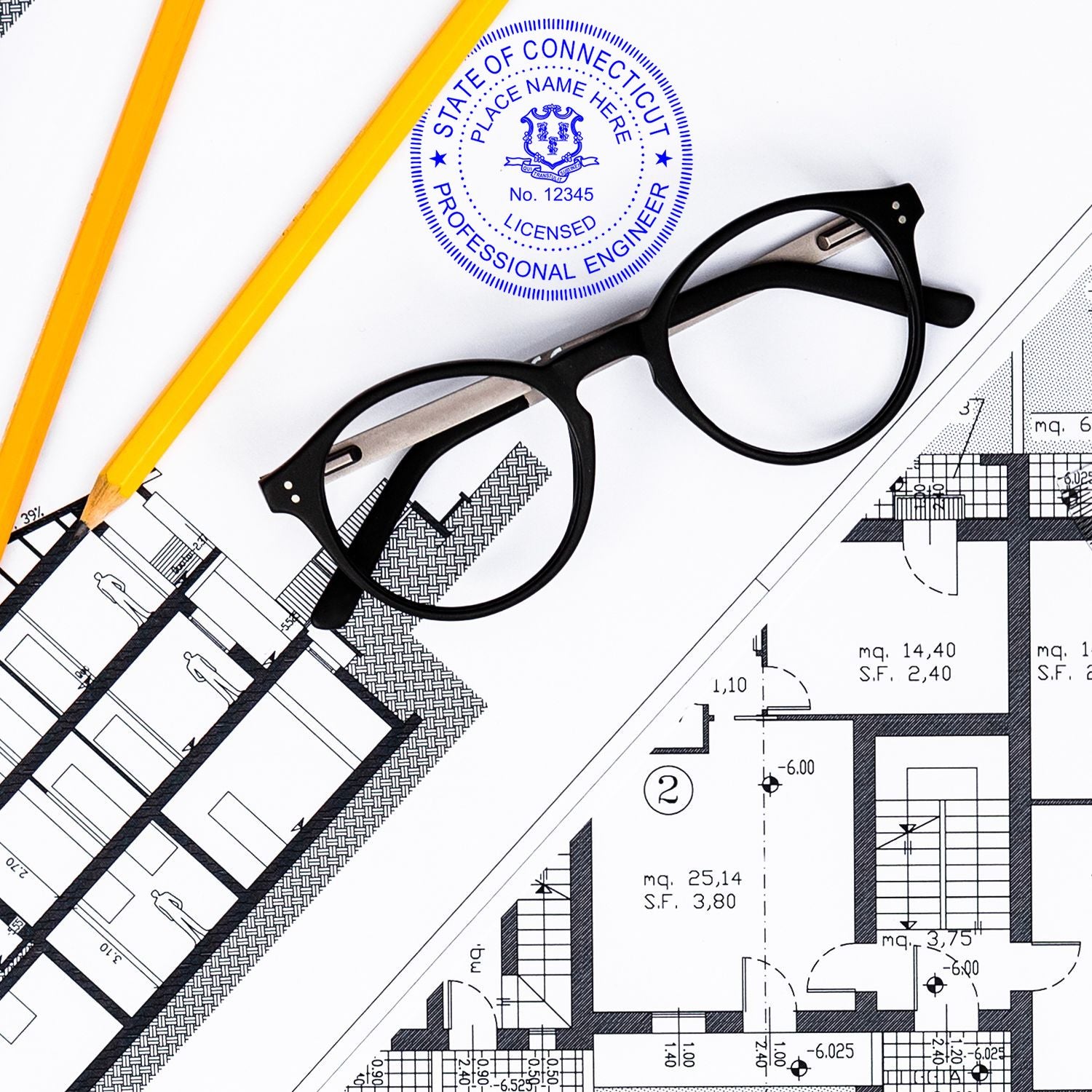 The Connecticut Professional Engineer Seal Stamp stamp impression comes to life with a crisp, detailed photo on paper - showcasing true professional quality.