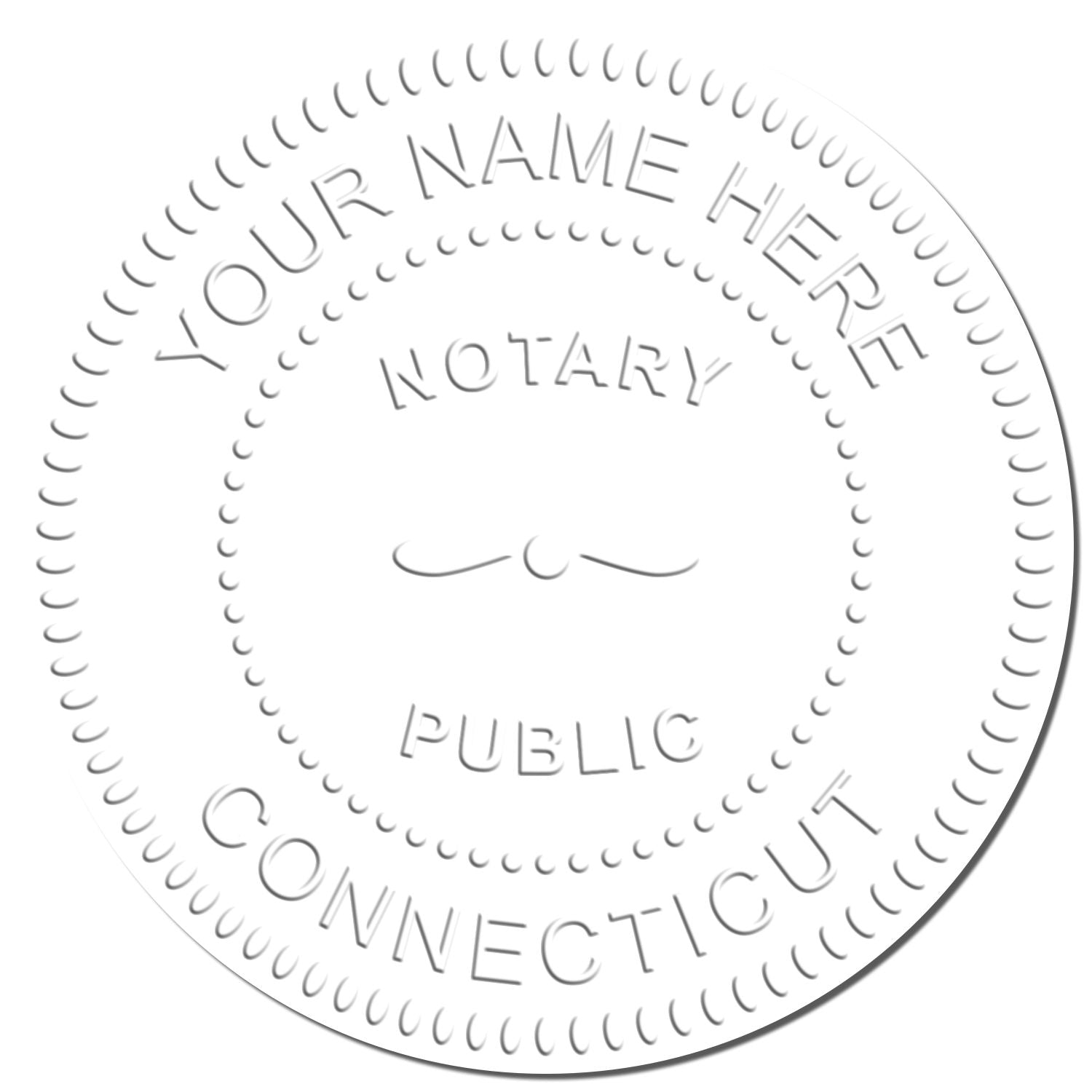 Another Example of a stamped impression of the Connecticut Desk Notary Public Seal on a piece of office paper.
