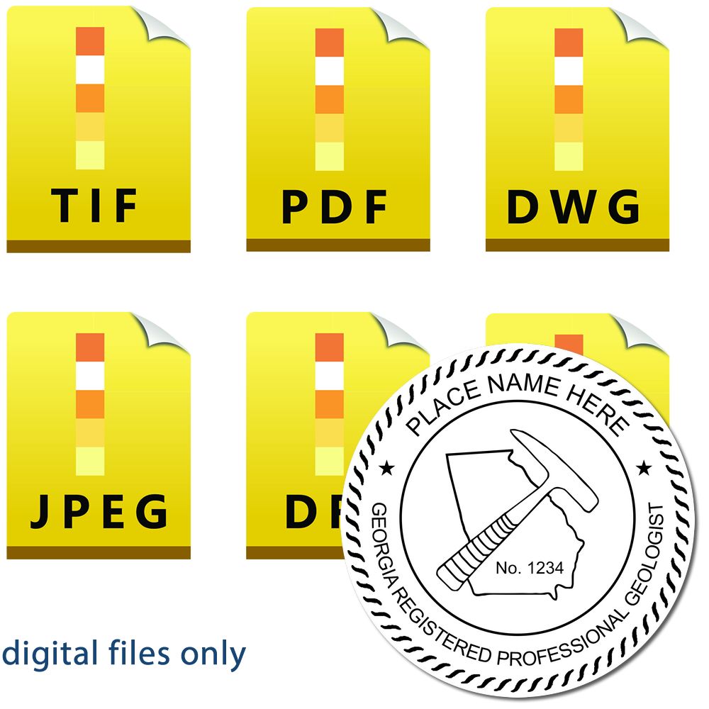 The main image for the Digital Georgia Geologist Stamp, Electronic Seal for Georgia Geologist depicting a sample of the imprint and imprint sample
