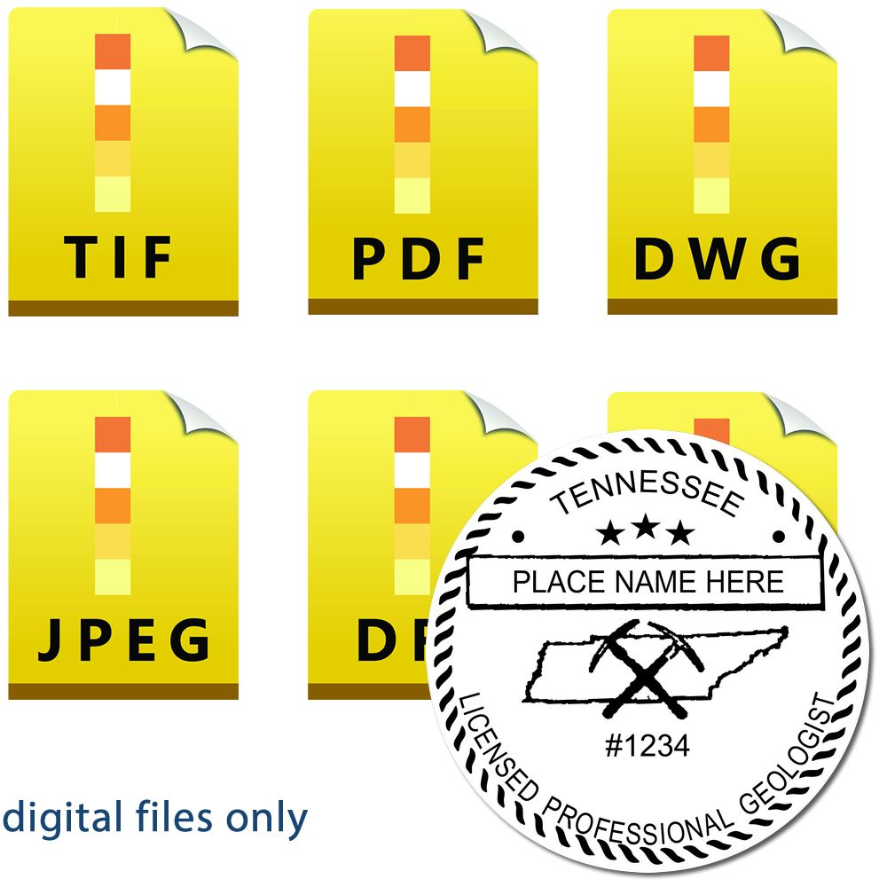 The main image for the Digital Tennessee Geologist Stamp, Electronic Seal for Tennessee Geologist depicting a sample of the imprint and imprint sample