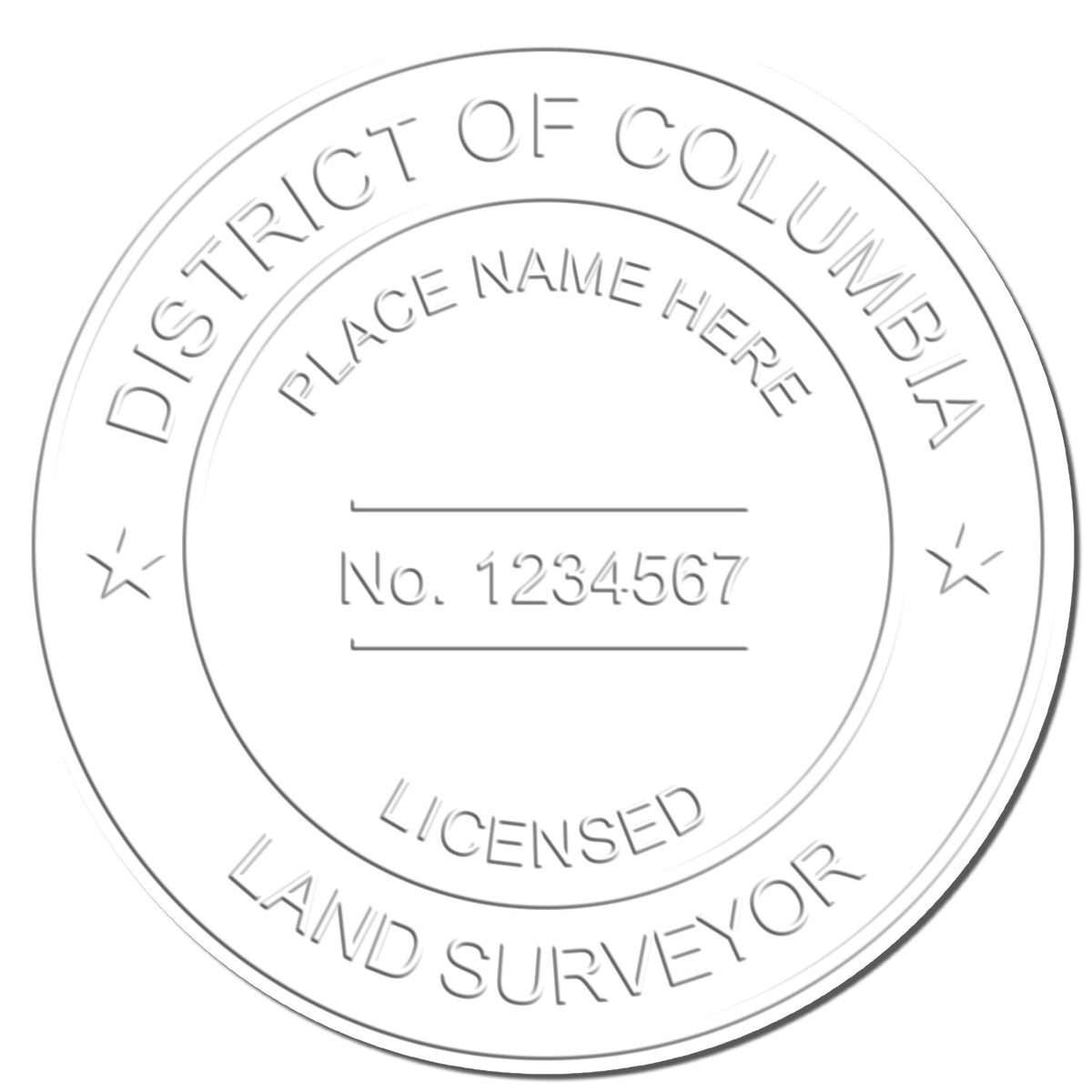 This paper is stamped with a sample imprint of the Hybrid District of Columbia Land Surveyor Seal, signifying its quality and reliability.