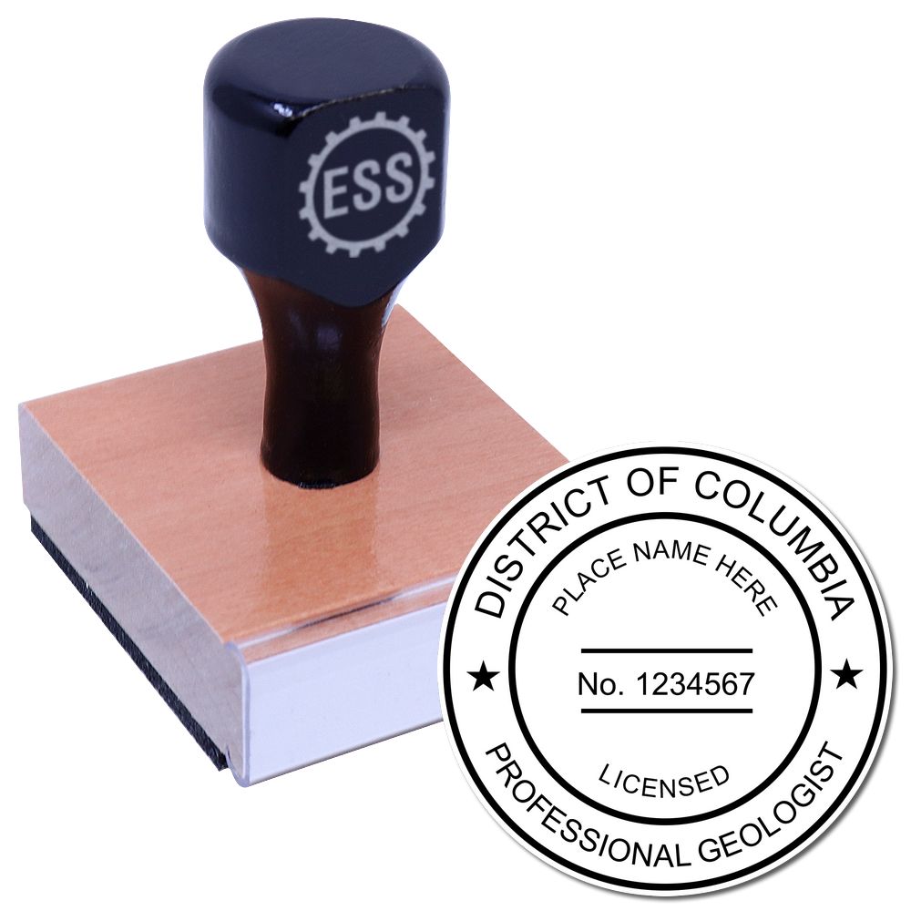 The main image for the District of Columbia Professional Geologist Seal Stamp depicting a sample of the imprint and imprint sample