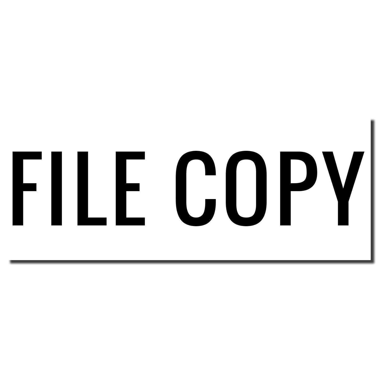Narrow Font File Copy Rubber Stamp with bold black text FILE COPY on a white background.