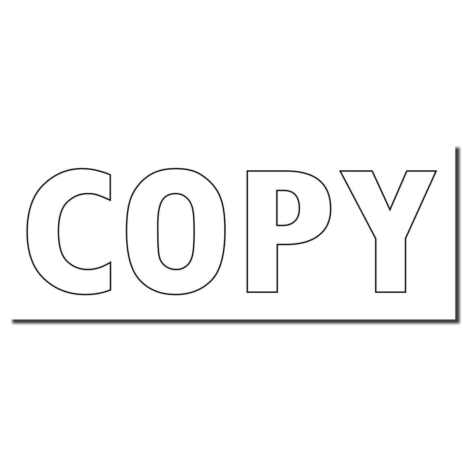 Large Pre-Inked Outline Copy Stamp imprint showing the word COPY in bold, black outline letters on a white background.