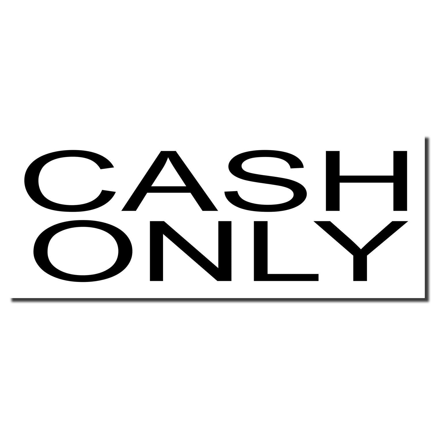 Image of a Slim Pre-Inked Cash Only Stamp imprint in bold black letters on a white background.