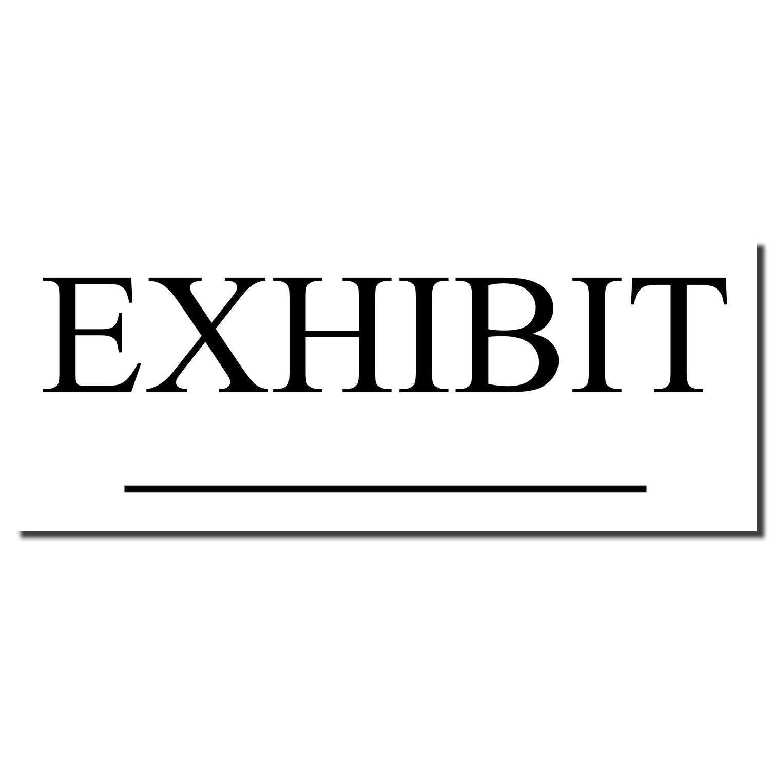 Self Inking Exhibit Stamp imprint showing the word EXHIBIT in bold black letters with an underline on a white background.