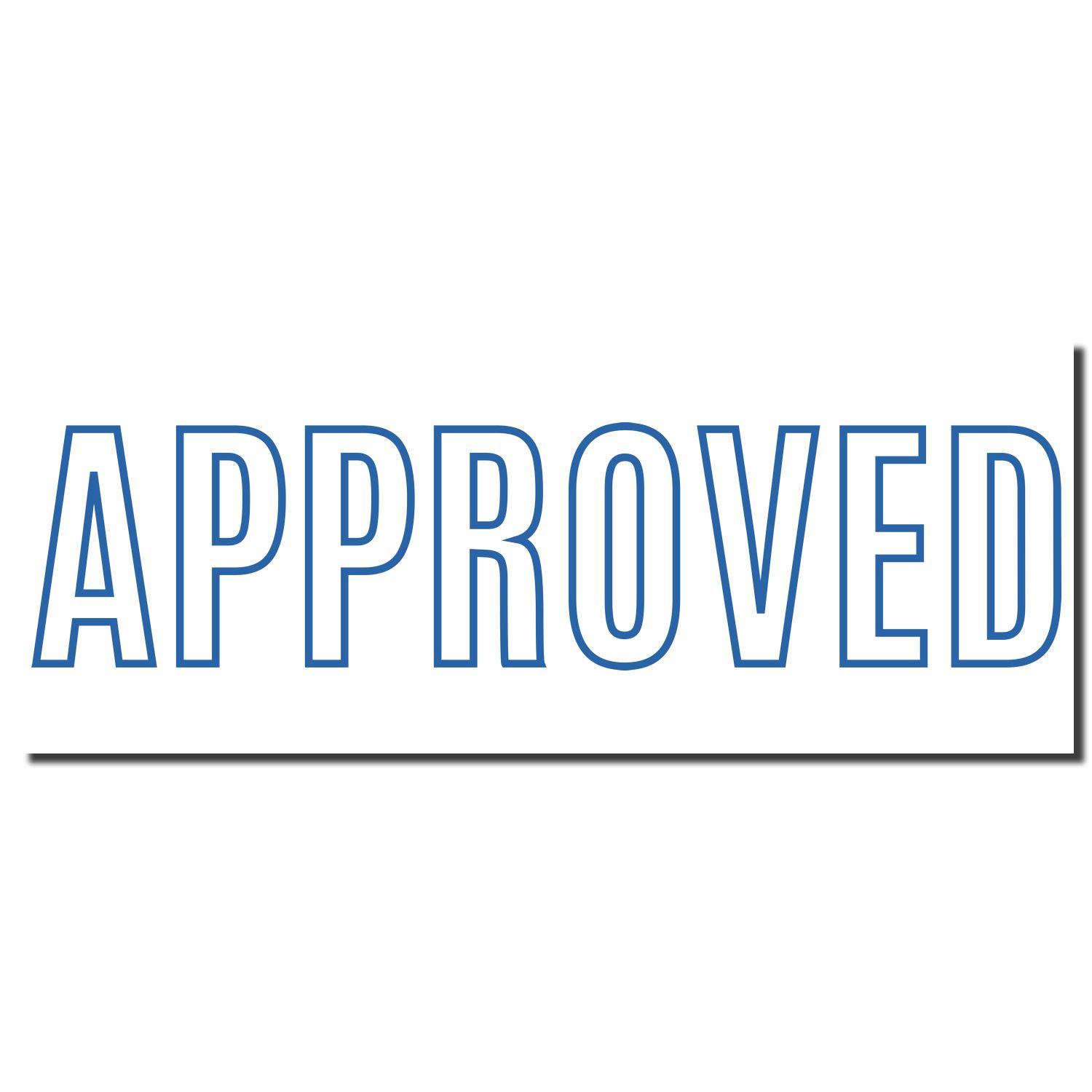 Image of an Approved Xstamper Stamp imprint with the word 'APPROVED' in bold blue letters on a white background.