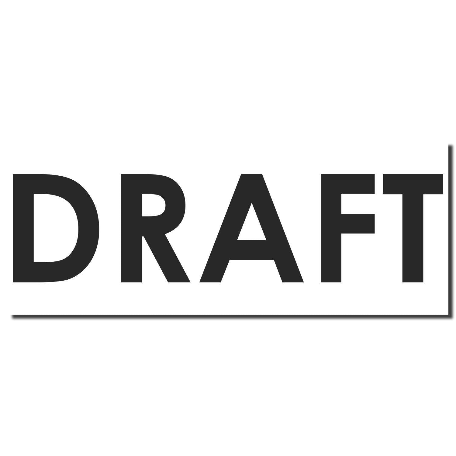 Black Draft Xstamper Stamp imprint showing the word DRAFT in bold, black letters on a white background with a horizontal line underneath.