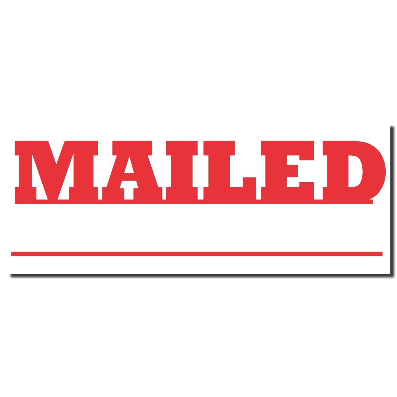 Red MAILED imprint from Mailed Xstamper Stamp with a double underline on a white background.