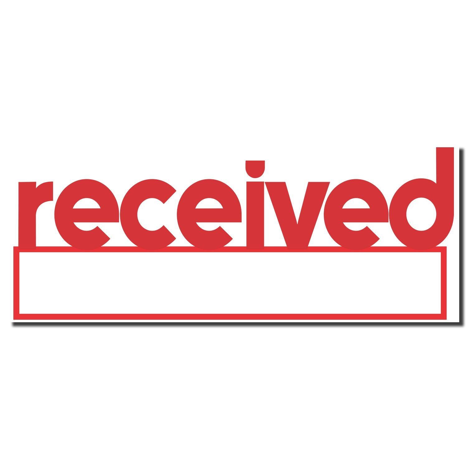 Red Received Xstamper Stamp imprint with bold red received text and a blank space below for additional information.