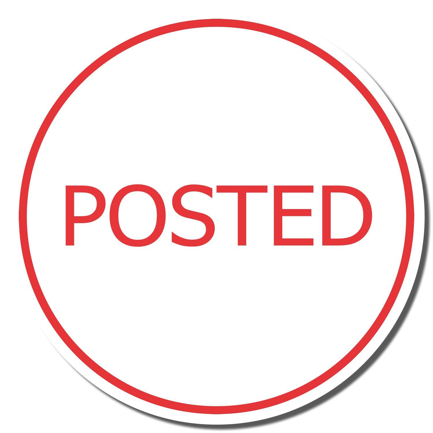 Round Posted Xstamper Stamp with a red circular border and the word POSTED in bold red letters in the center.