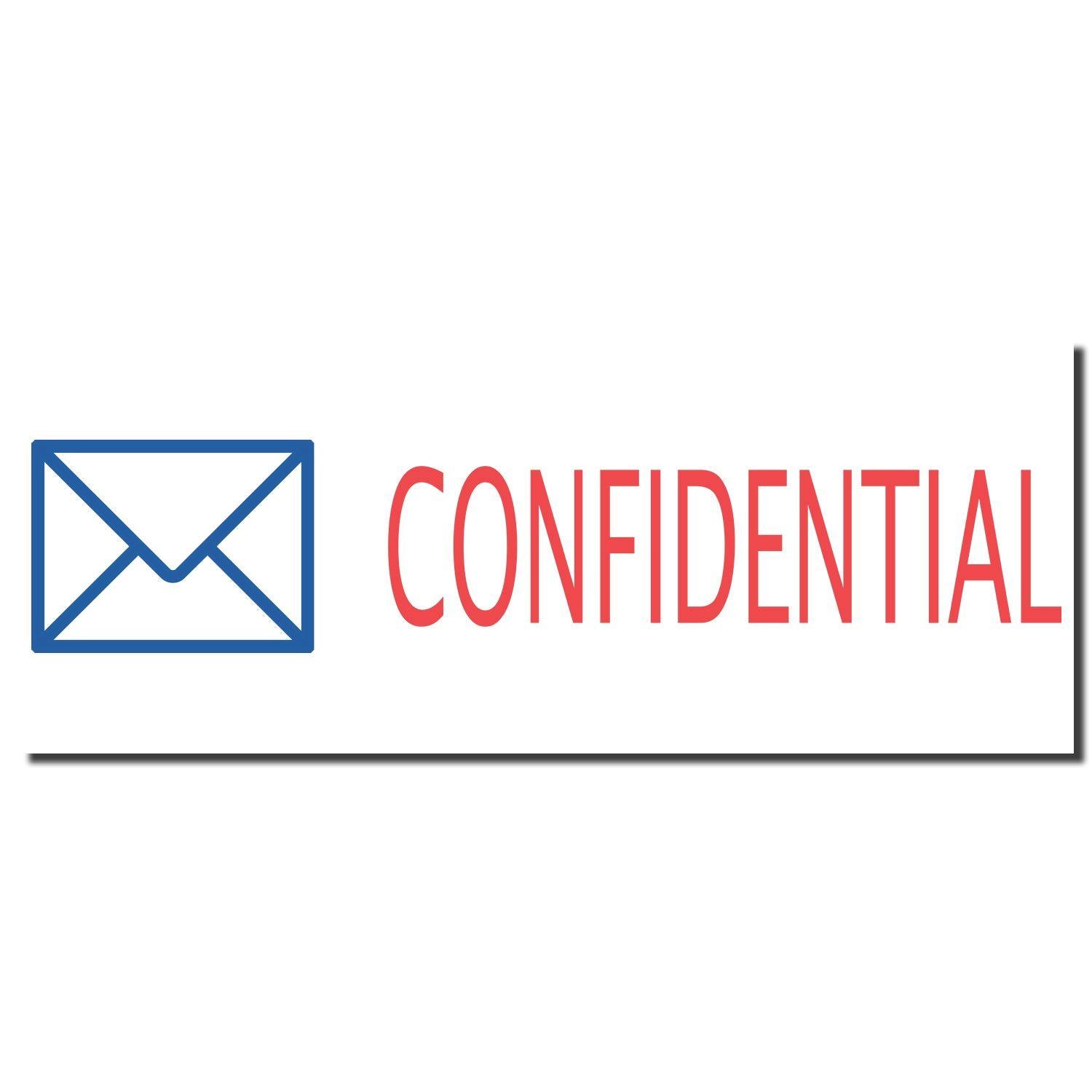 Two-Color Confidential Xstamper Stamp imprint showing a blue envelope icon and the word CONFIDENTIAL in red text.