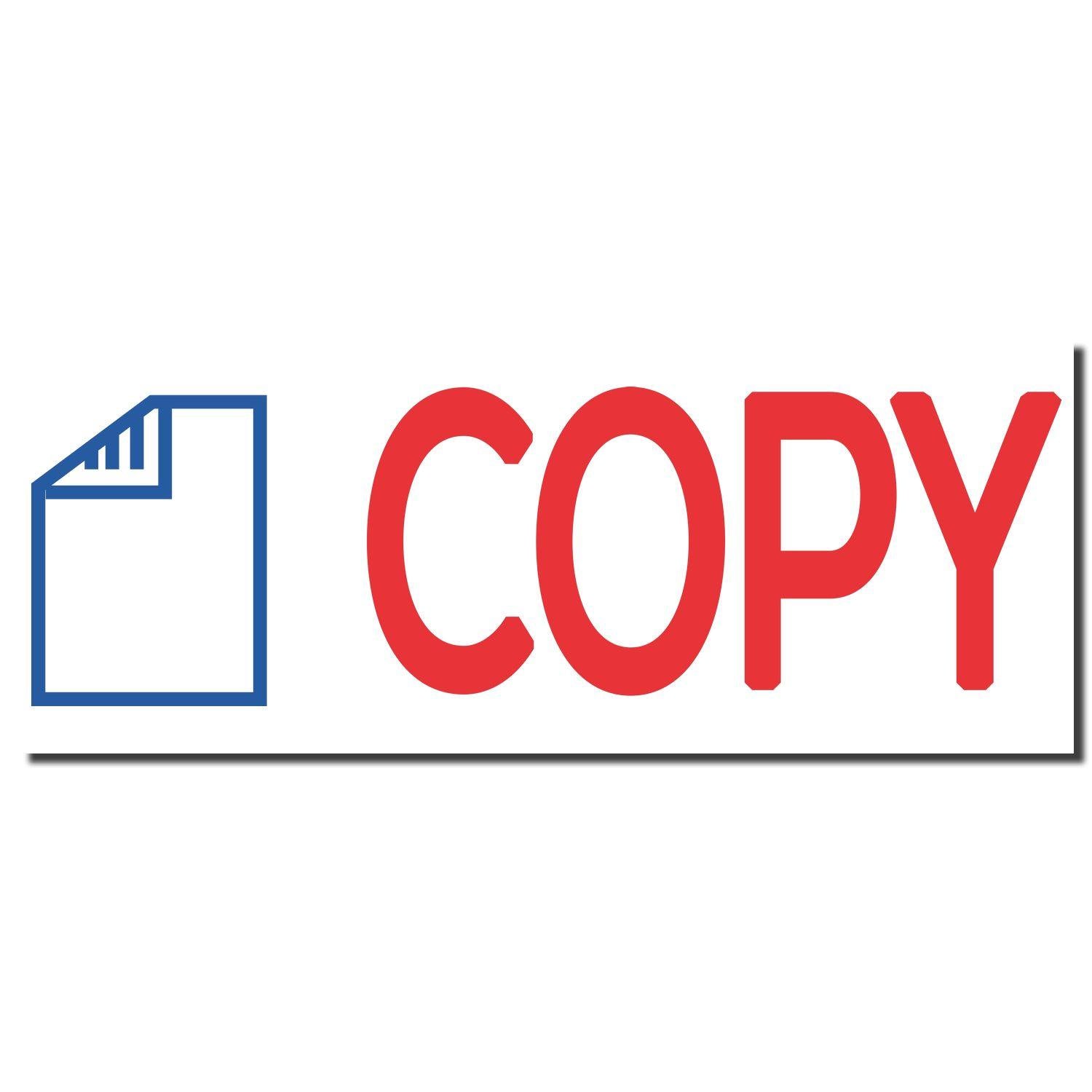 Two-Color Copy Xstamper Stamp imprint showing a blue document icon and the word COPY in bold red letters.