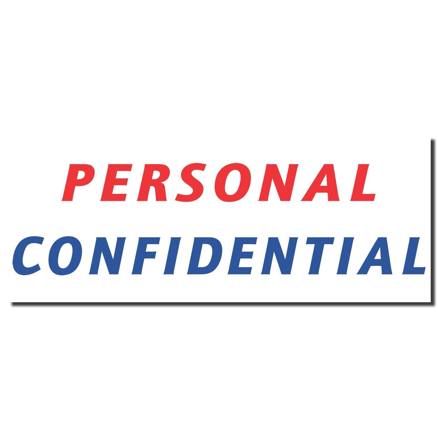 Image of the Two-Color Personal Confidential Xstamper Stamp imprint with PERSONAL in red and CONFIDENTIAL in blue text.
