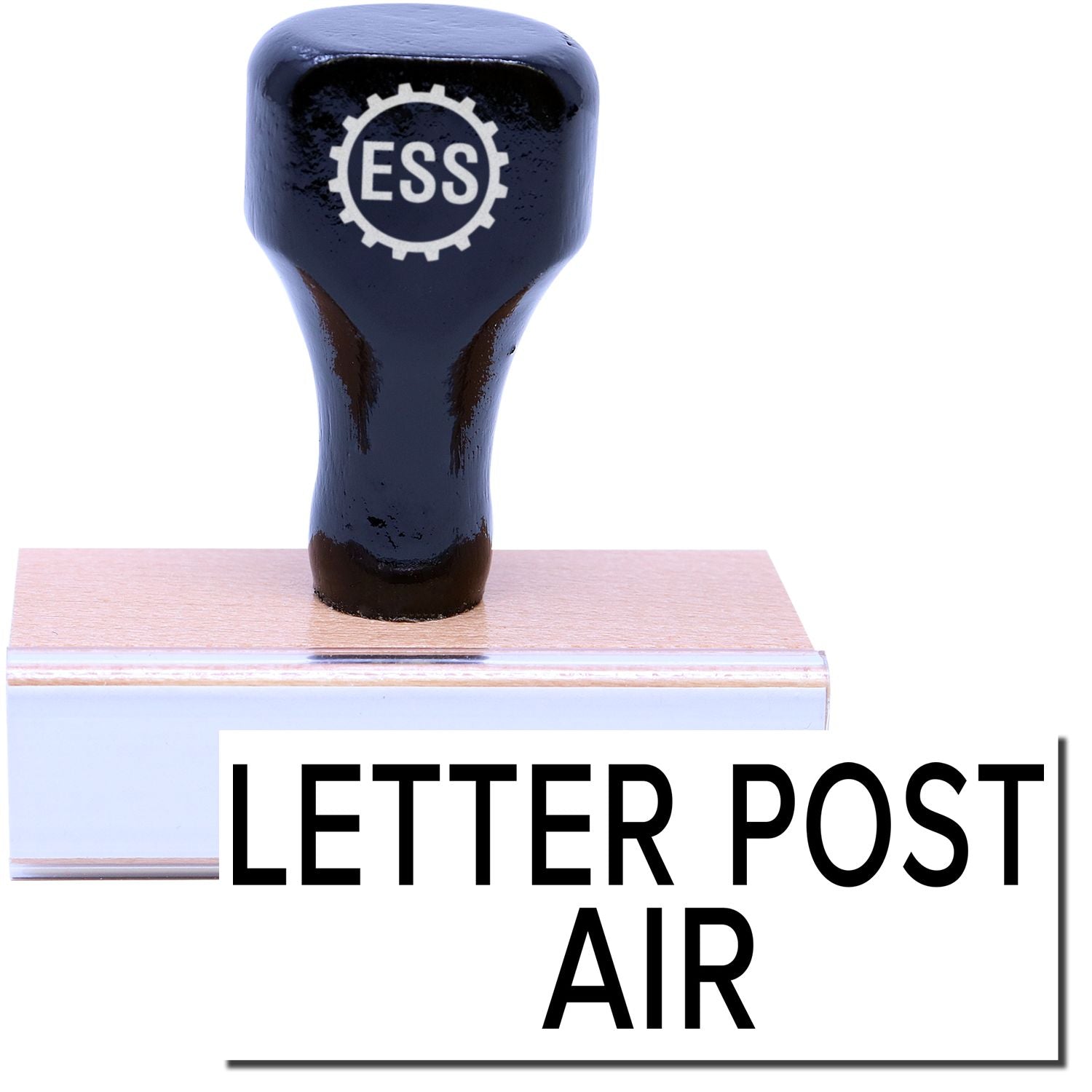 A stock office rubber stamp with a stamped image showing how the text "LETTER POST AIR" is displayed after stamping.