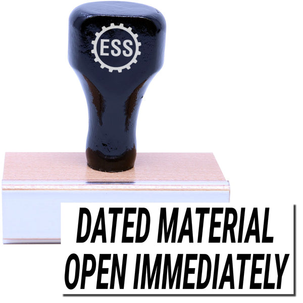 Large Dated Material Open Immediately Rubber Stamp