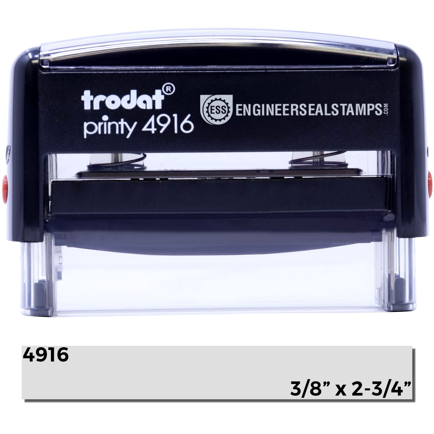Custom Self Inking Stamp Trodat 4916 Size 3/8 x 2-3/4, featuring a sleek design, ideal for personalized stamping, office use, and branding needs.