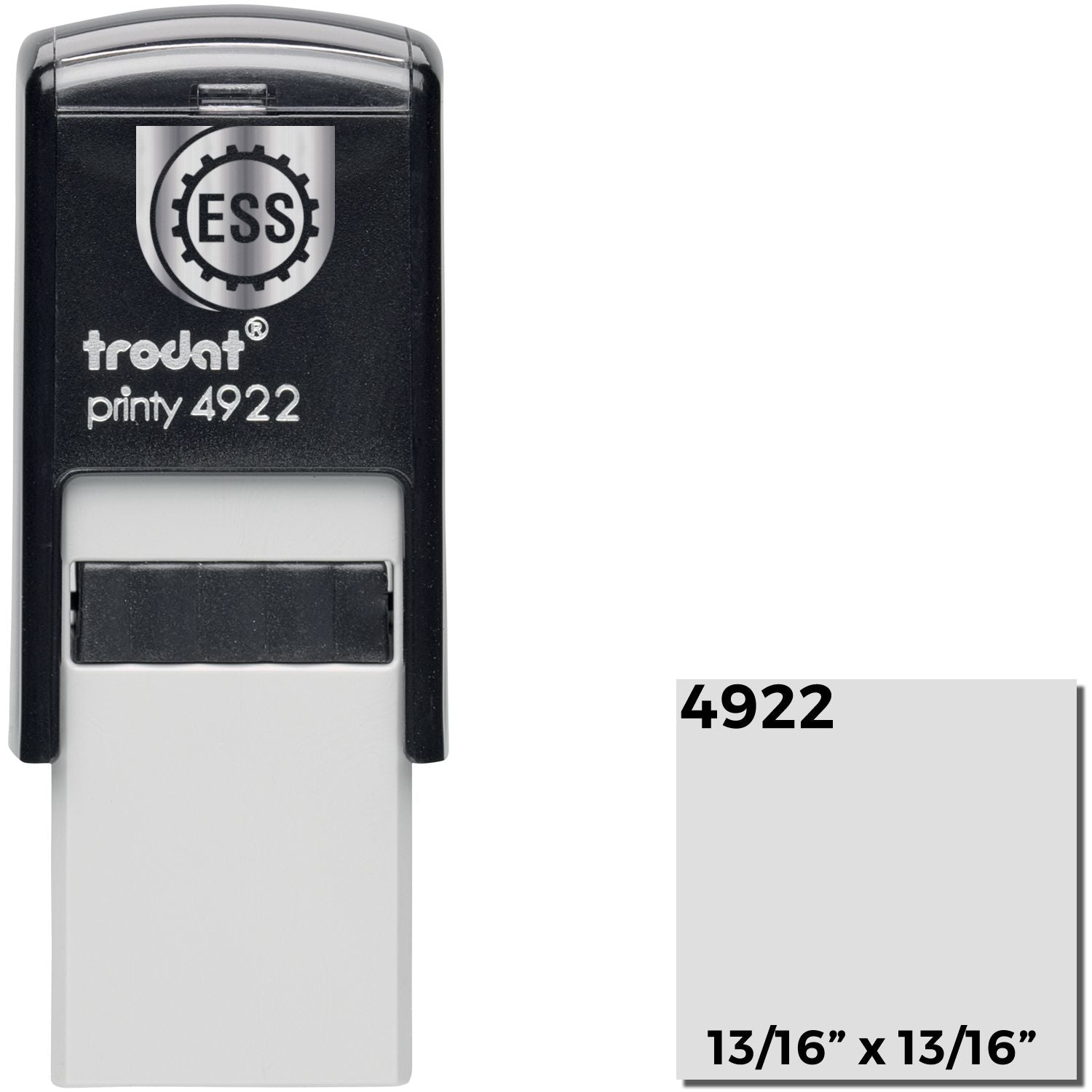 Custom Self Inking Stamp Trodat 4922 Size 13/16 x 13/16, ideal for business branding, featuring a sleek black design.