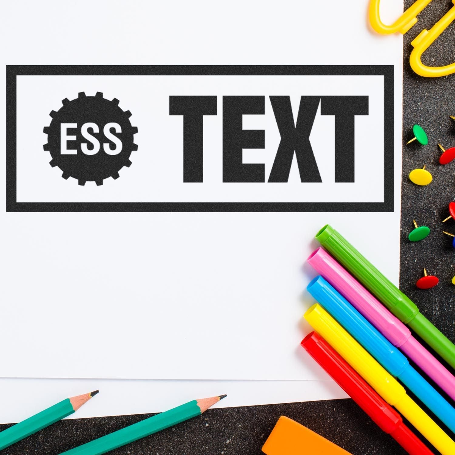 Custom Self Inking Stamp Trodat 4912 Size 3/4 x 1-7/8 in use, showcasing clear imprint on paper, ideal for personalized branding and office use.