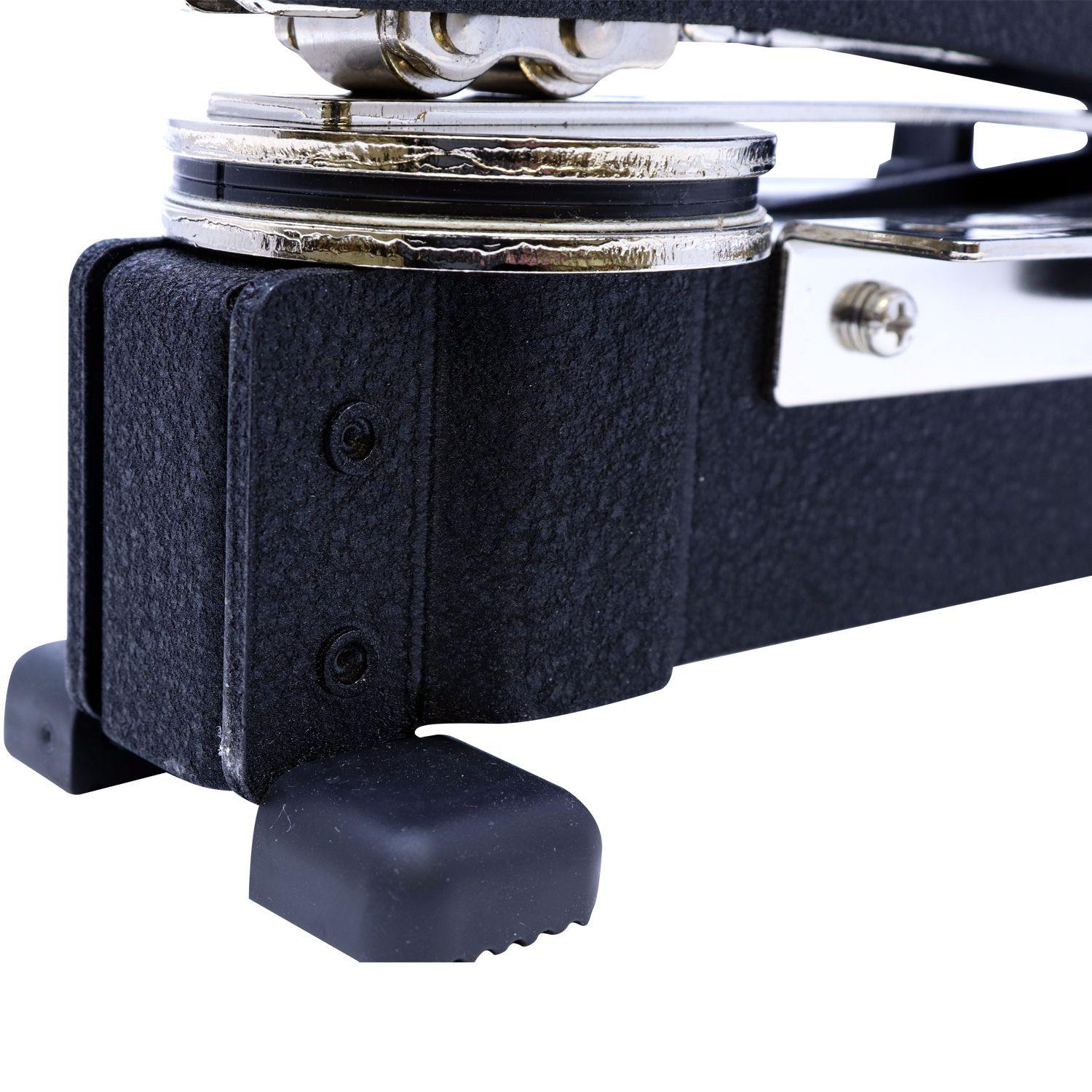 Close-up of the Professional Extended Long Reach Desk Seal Embosser, showcasing its sturdy black base and metal die clip mechanism.