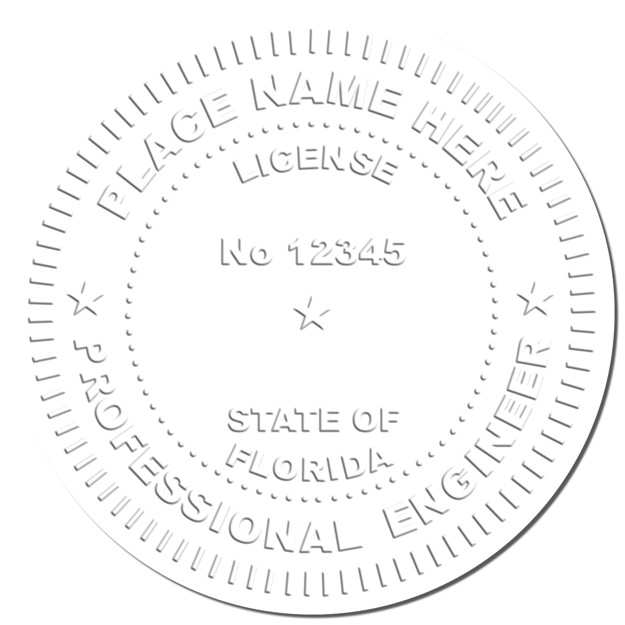 The main image for the Florida Engineer Desk Seal depicting a sample of the imprint and electronic files