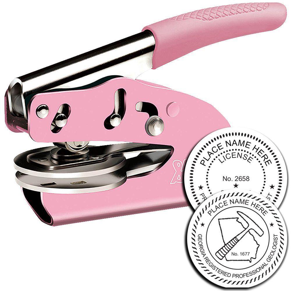 Geologist Pink Seal Handheld Embosser - Engineer Seal Stamps - Embosser Type_Handheld, Embosser Type_Soft Seal, Type of Use_Professional