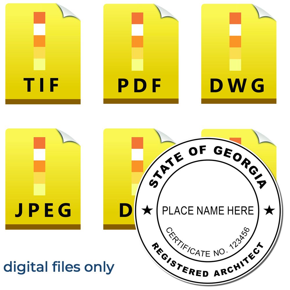 Digital Georgia Architect Stamp, Electronic Seal for Georgia Architect, available in TIF, PDF, DWG, JPEG, and DXF formats. Digital files only.
