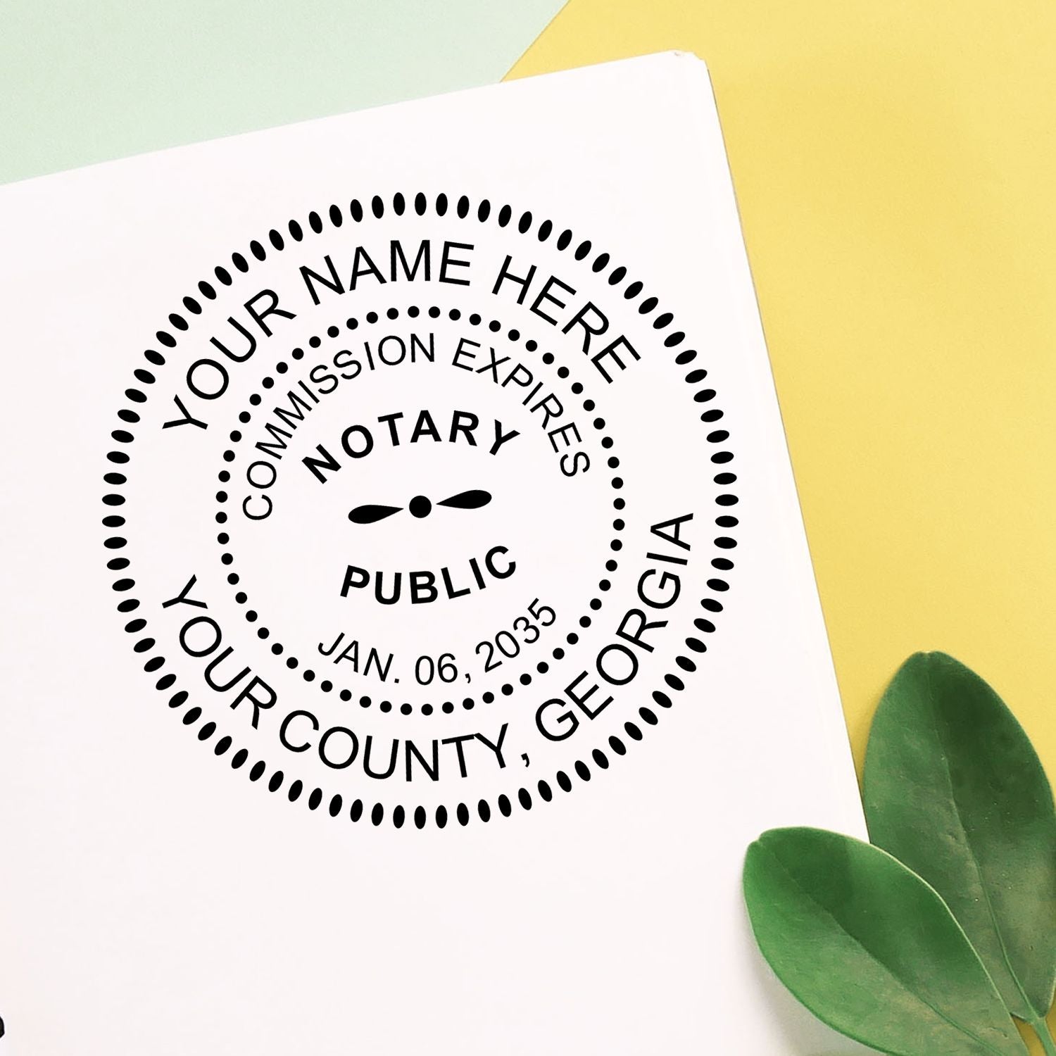 The Georgia Round Electronic Notary Stamp stamp impression comes to life with a crisp, detailed photo on paper - showcasing true professional quality.