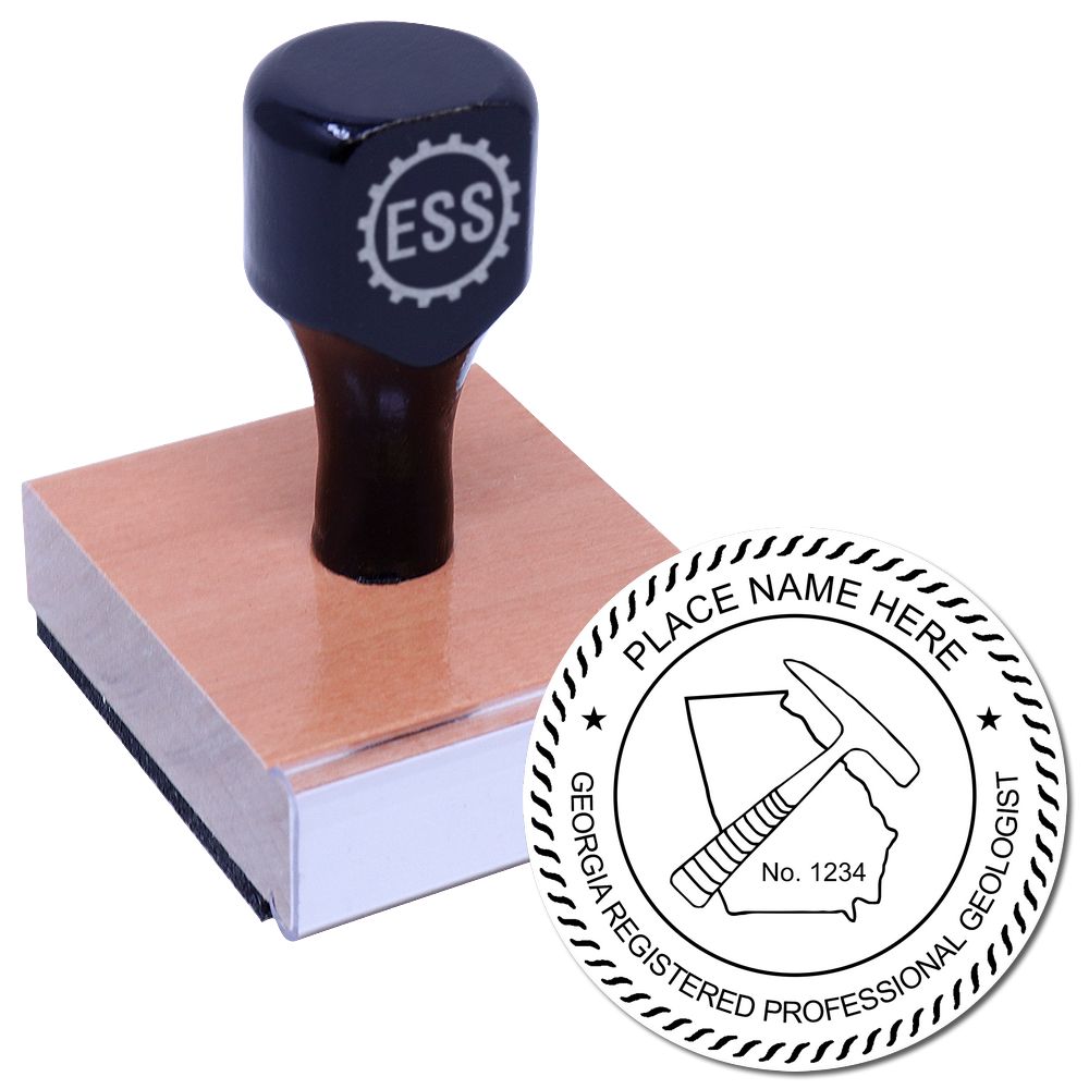 The main image for the Georgia Professional Geologist Seal Stamp depicting a sample of the imprint and imprint sample