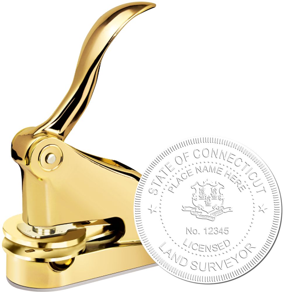 The main image for the Gift Connecticut Land Surveyor Seal depicting a sample of the imprint and imprint sample