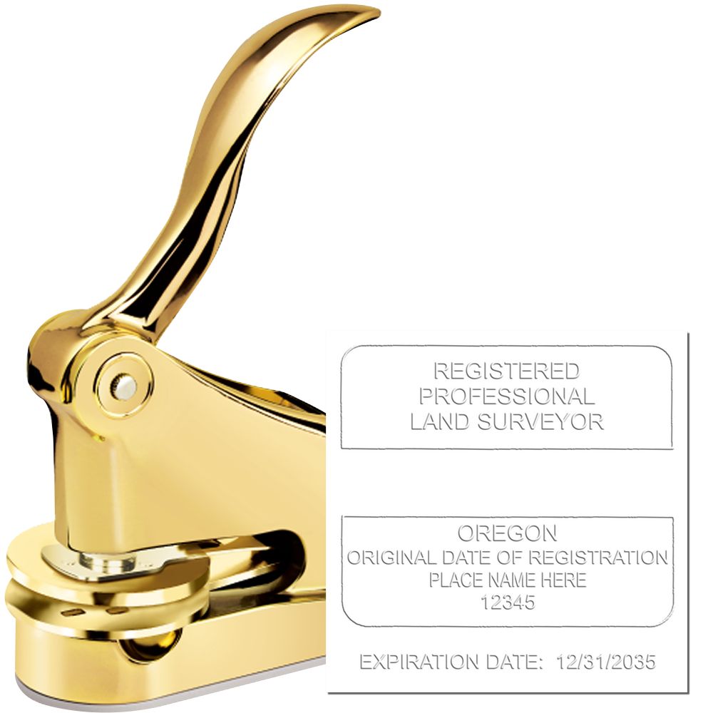 The main image for the Gift Oregon Land Surveyor Seal depicting a sample of the imprint and imprint sample