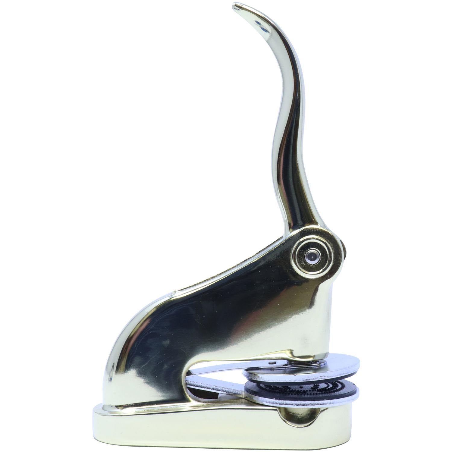 Forester Gold Gift Seal Embosser with a sleek, metallic finish, designed for creating embossed seals on documents and gifts.