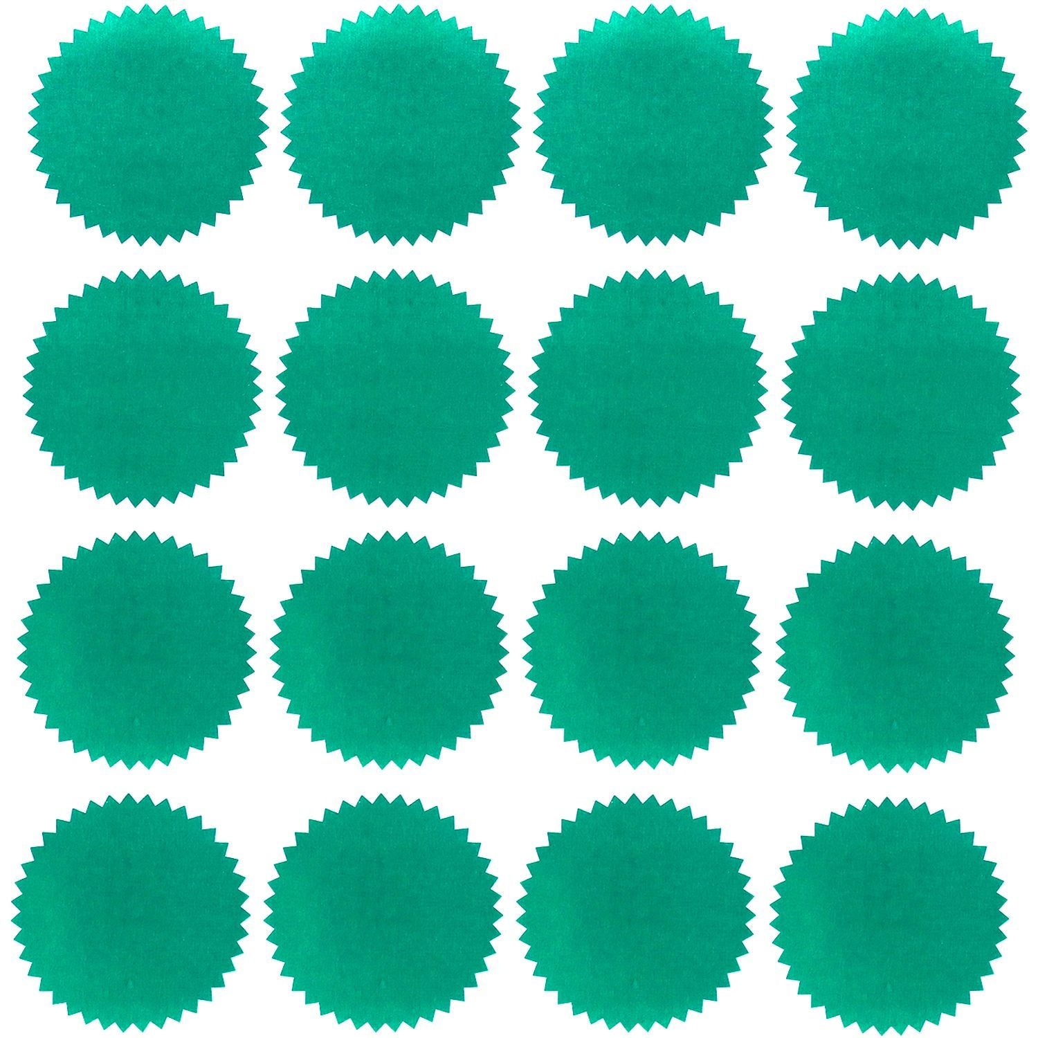 Image of Green Notarial Seals Pack of 40, featuring multiple green foil seals arranged in a grid pattern.
