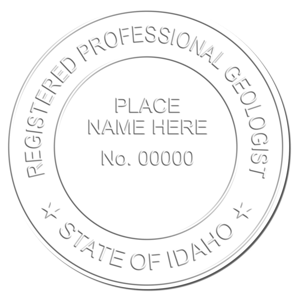 This paper is stamped with a sample imprint of the Handheld Idaho Professional Geologist Embosser, signifying its quality and reliability.
