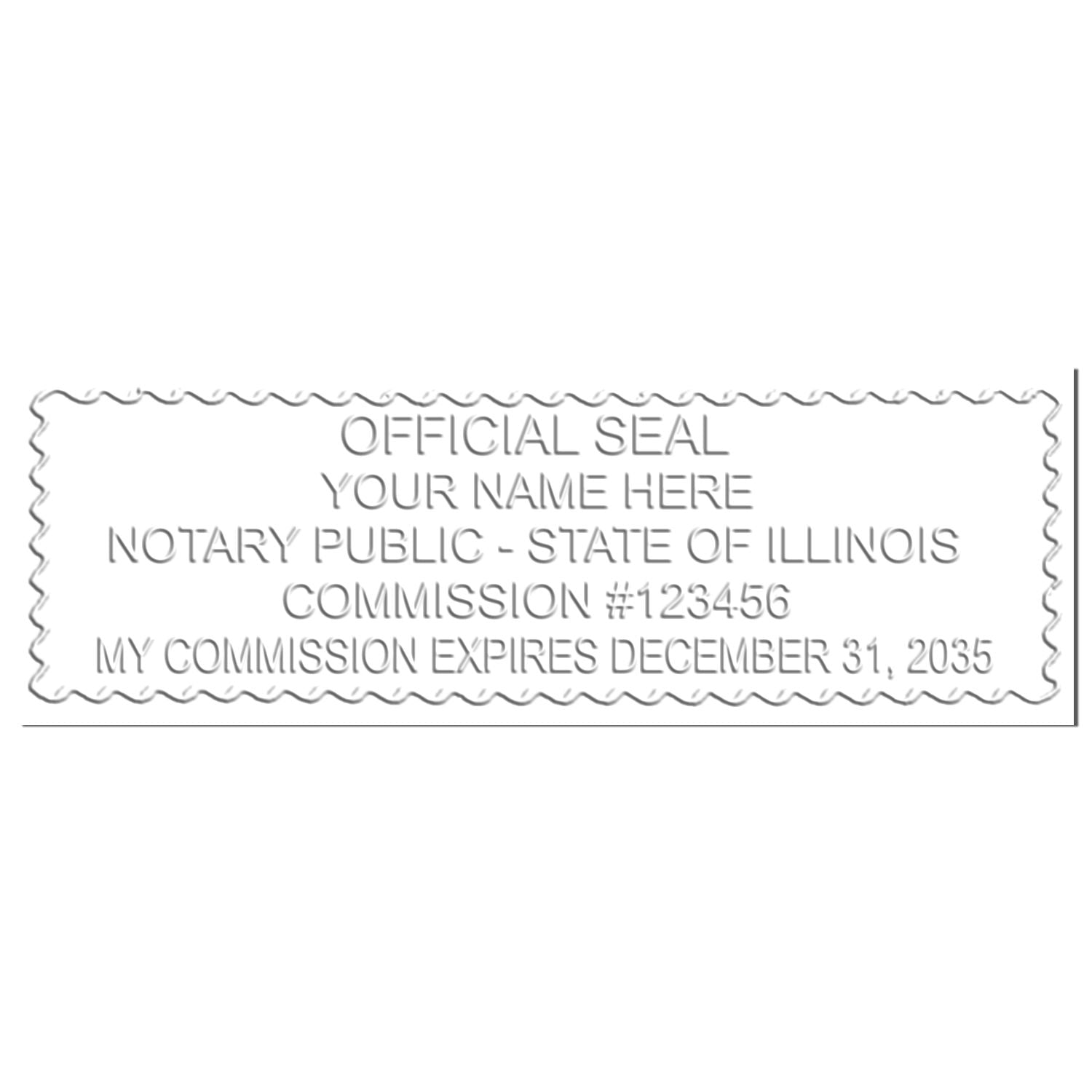 The Pink Hybrid Illinois Notary Embosser stamp impression comes to life with a crisp, detailed photo on paper - showcasing true professional quality.