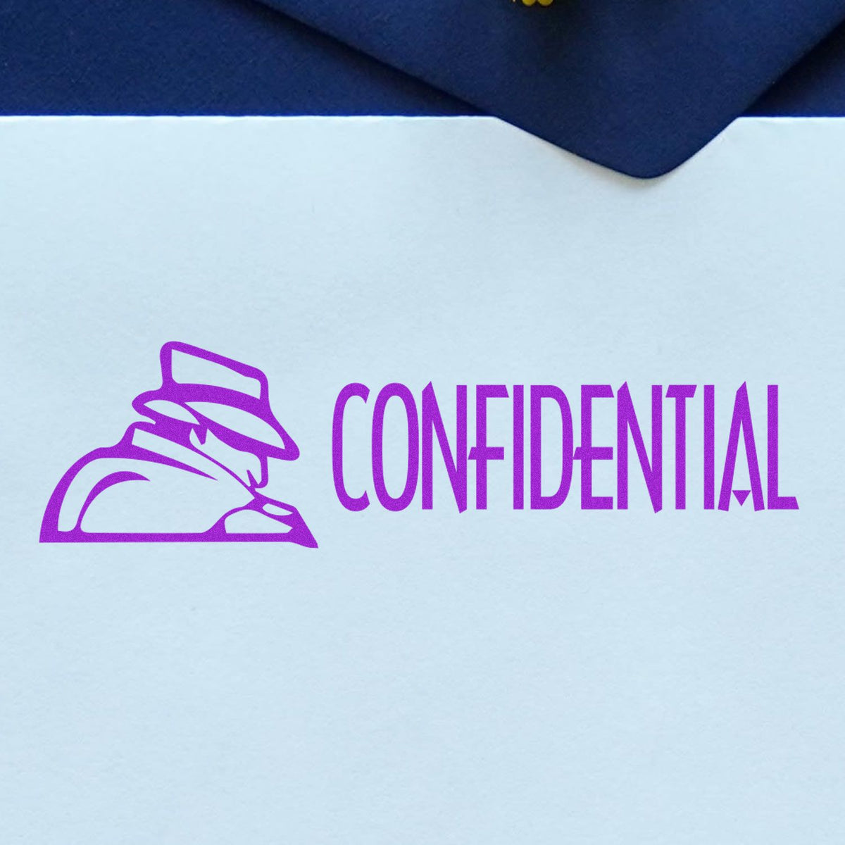 Slim Pre-Inked Confidential with Logo Stamp In Use
