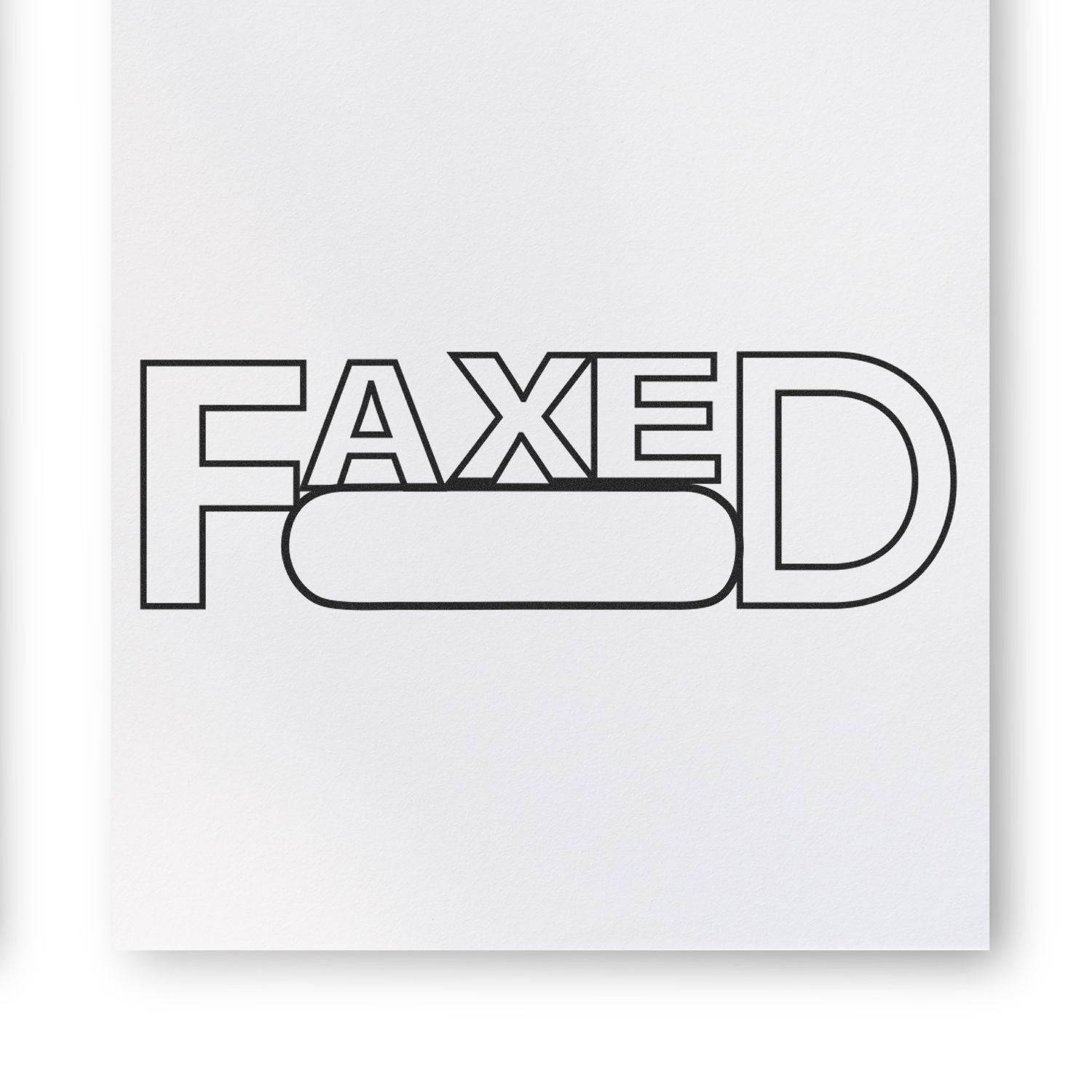 Large Faxed with Round Date Box Pre-Inked Stamp imprint on white paper, showing the word FAXED with a blank space for the date.