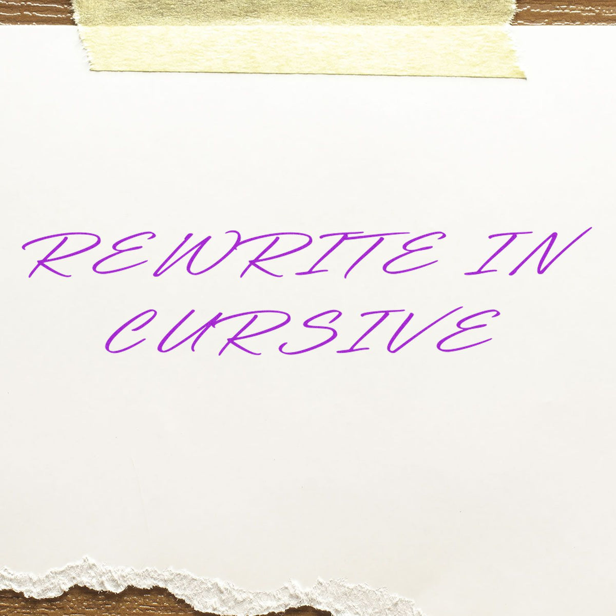 Large Rewrite In Cursive Rubber Stamp In Use