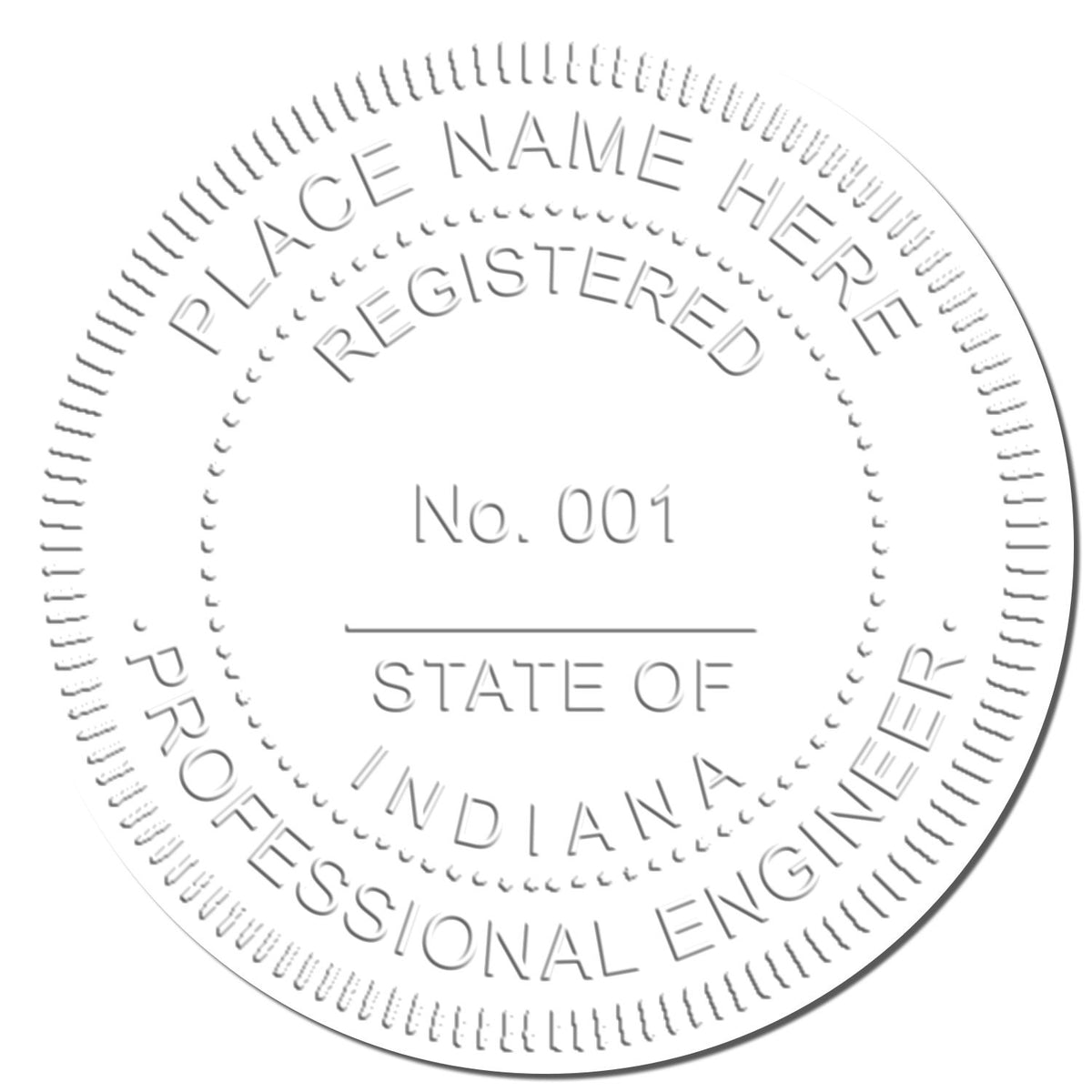 This paper is stamped with a sample imprint of the State of Indiana Extended Long Reach Engineer Seal, signifying its quality and reliability.