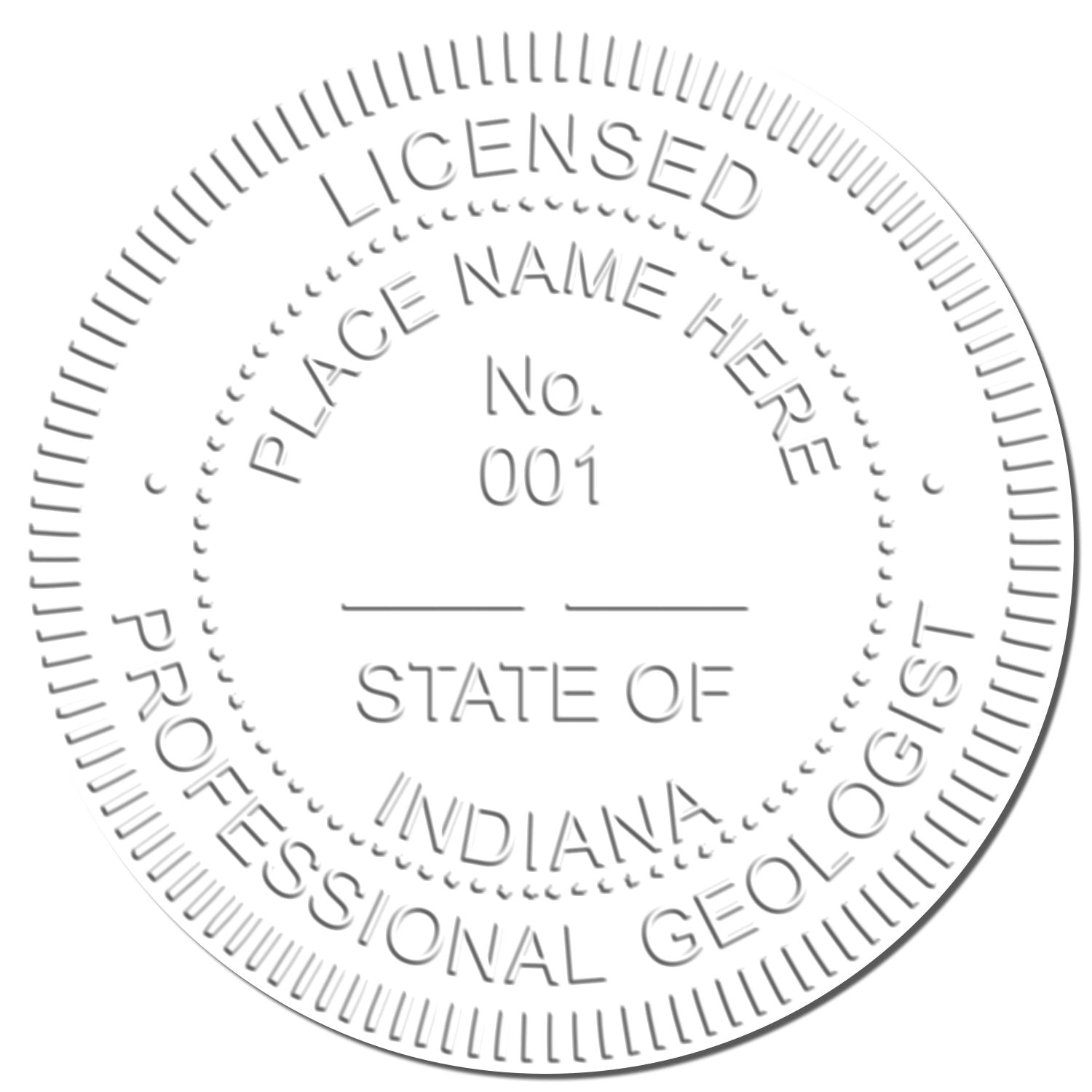 The main image for the Indiana Geologist Desk Seal depicting a sample of the imprint and imprint sample