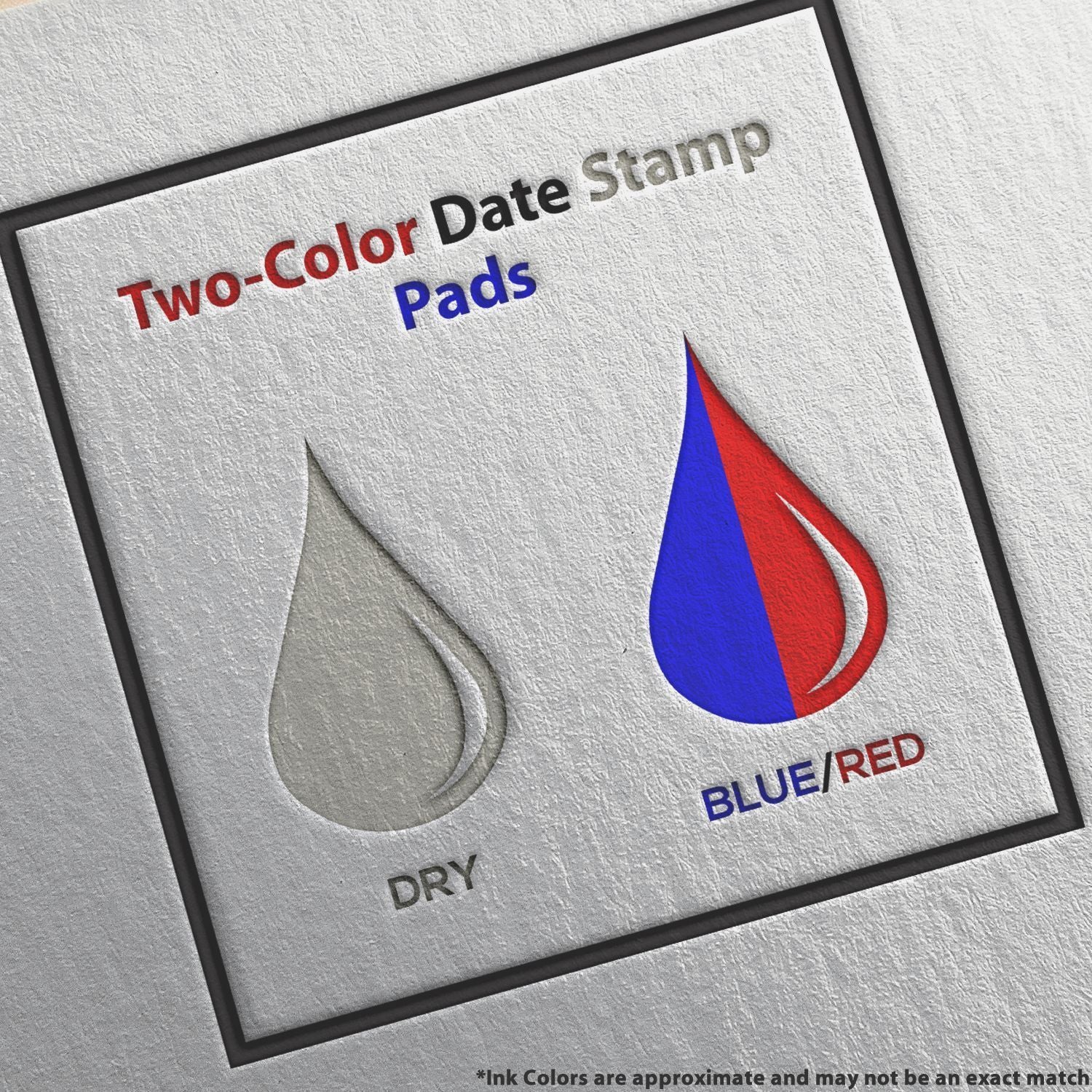 Two Color Replacement Ink Pad for 5430 Trodat Stamp showing dry and blue/red ink options on a textured background.