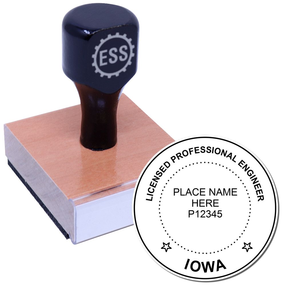 The main image for the Iowa Professional Engineer Seal Stamp depicting a sample of the imprint and electronic files