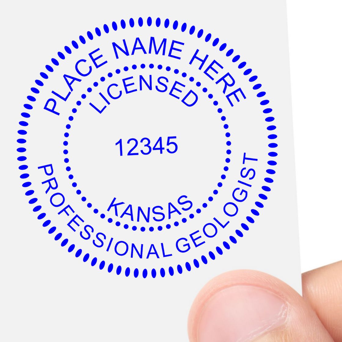 The main image for the Digital Kansas Geologist Stamp, Electronic Seal for Kansas Geologist depicting a sample of the imprint and imprint sample