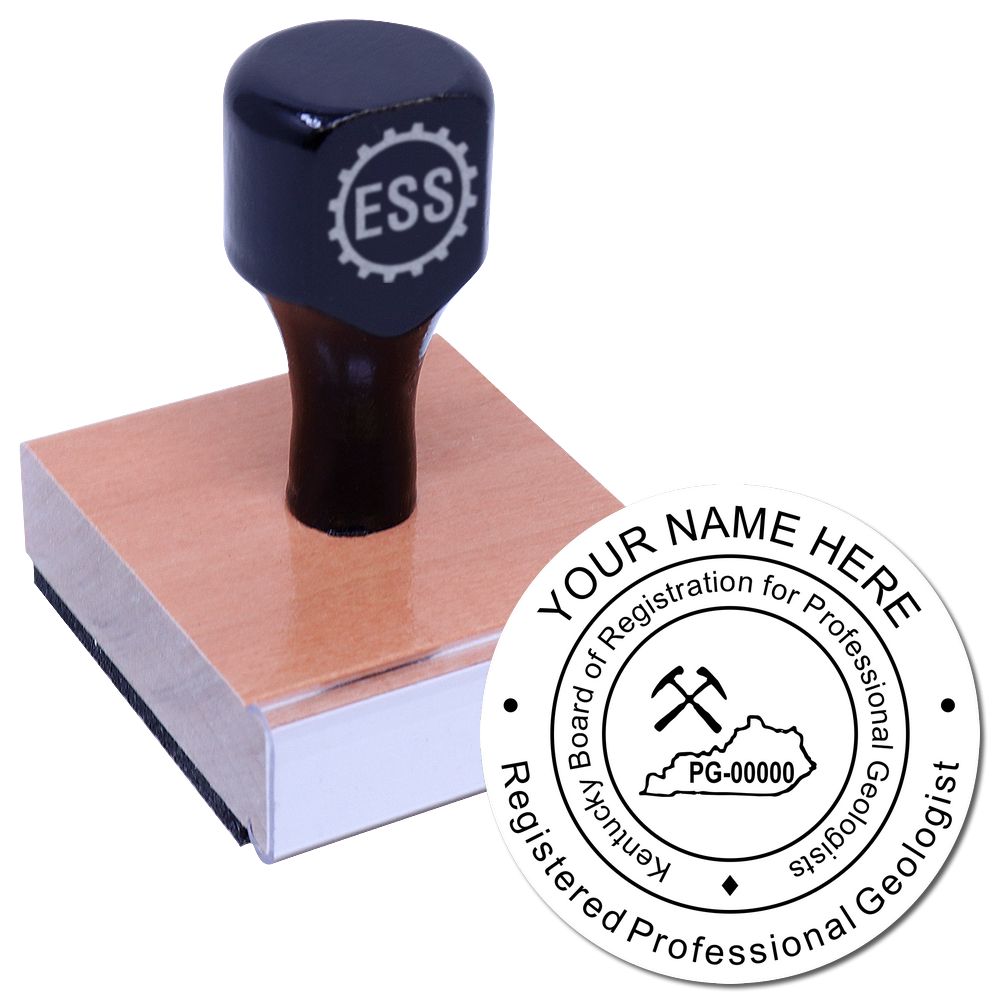 The main image for the Kentucky Professional Geologist Seal Stamp depicting a sample of the imprint and imprint sample